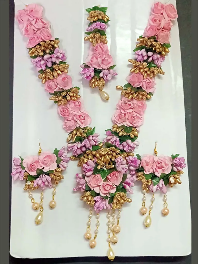 Floral Long Necklace Set in Gold finish - KYR131