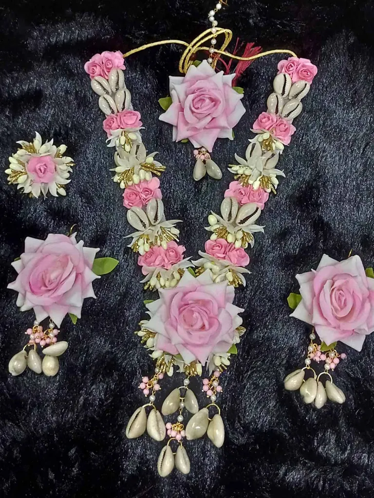 Floral Long Necklace Set in Gold finish - S174
