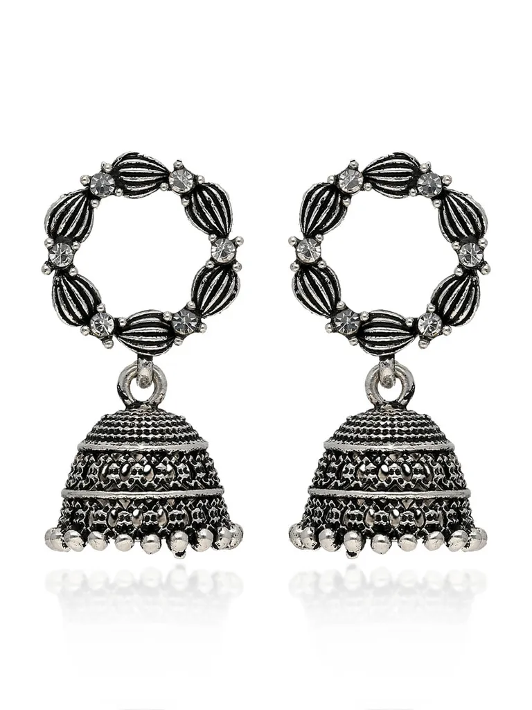 Jhumka Earrings in Oxidised Silver finish - CNB41960