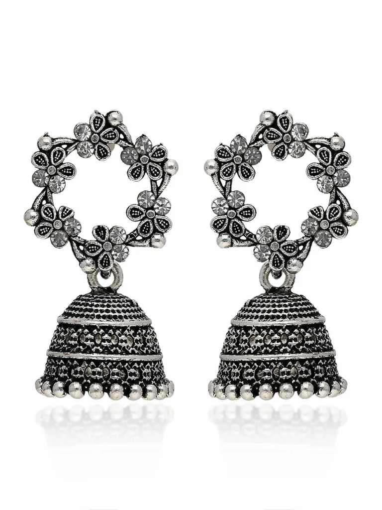 Jhumka Earrings in Oxidised Silver finish - CNB41961