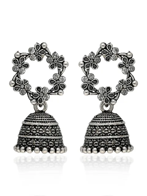Jhumka Earrings in Oxidised Silver finish - CNB41961