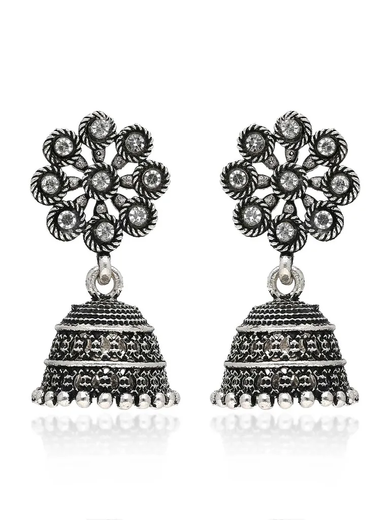 Jhumka Earrings in Oxidised Silver finish - CNB41962
