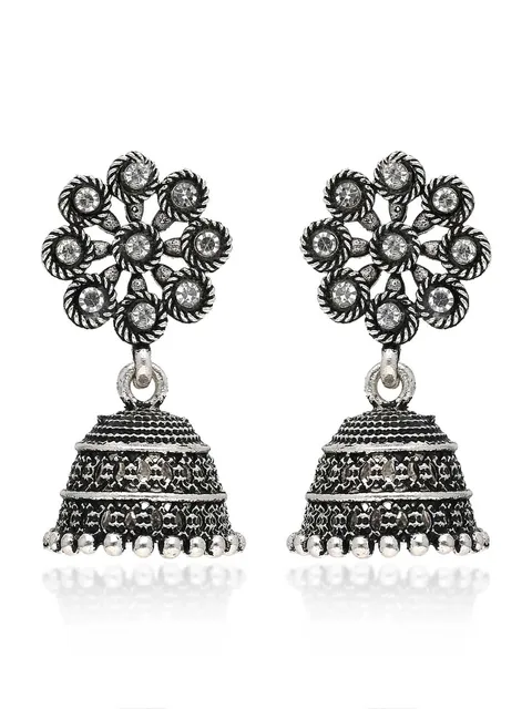 Jhumka Earrings in Oxidised Silver finish - CNB41962