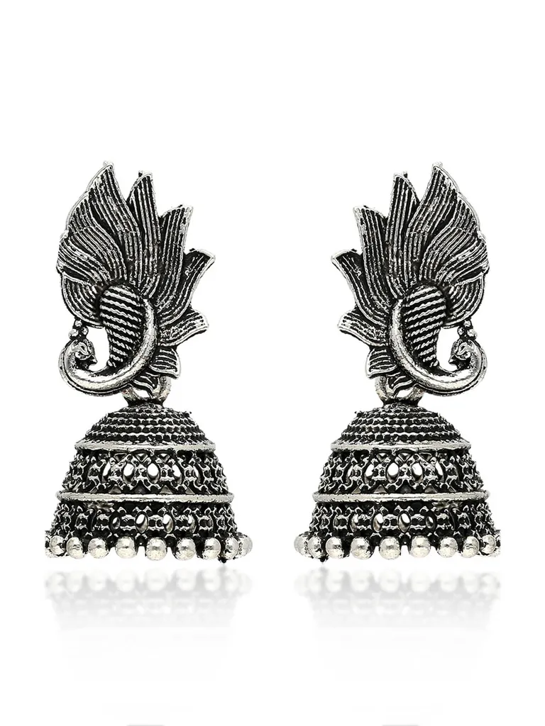 Jhumka Earrings in Oxidised Silver finish - CNB41965