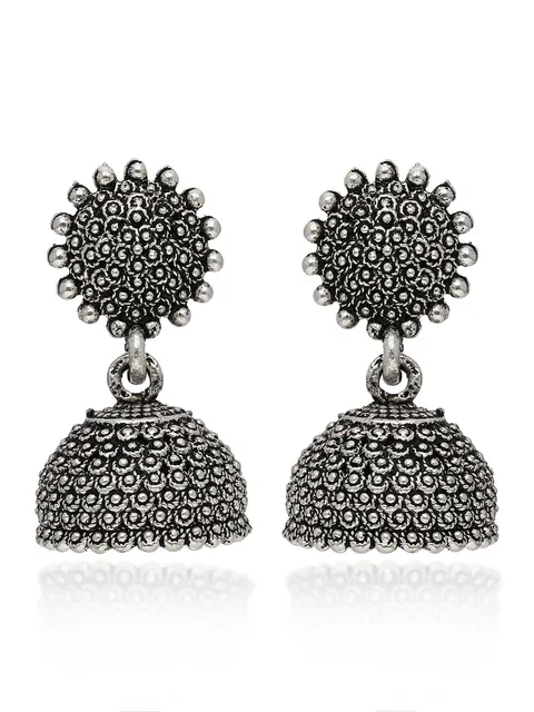 Jhumka Earrings in Oxidised Silver finish - CNB41969