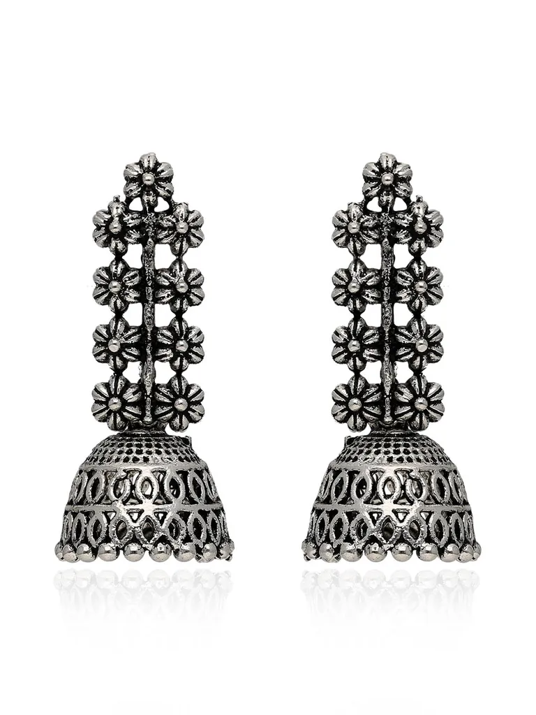 Jhumka Earrings in Oxidised Silver finish - CNB41968
