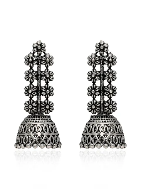 Jhumka Earrings in Oxidised Silver finish - CNB41968