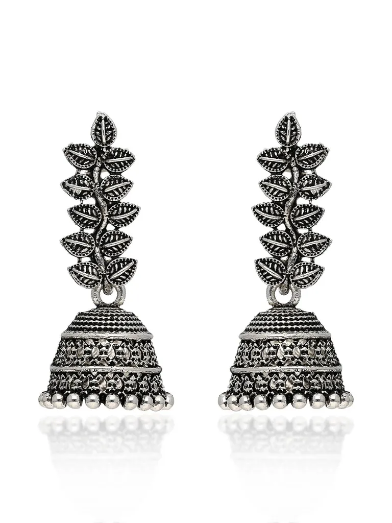 Jhumka Earrings in Oxidised Silver finish - CNB41967