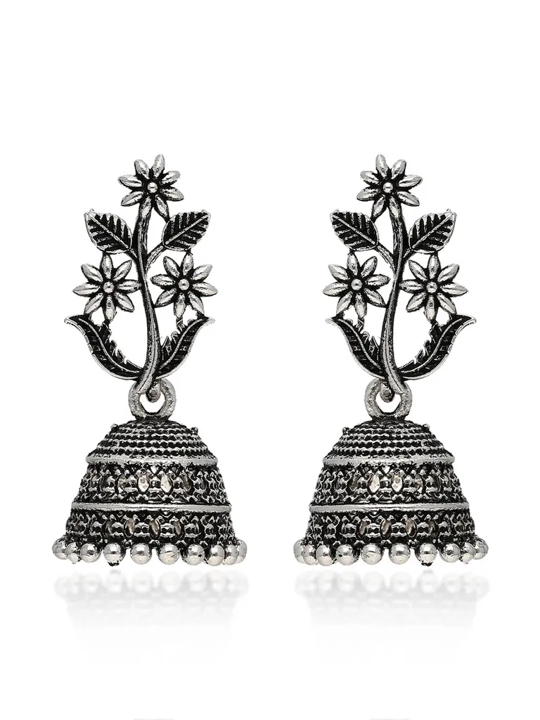 Jhumka Earrings in Oxidised Silver finish - CNB41971