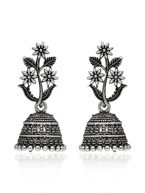 Jhumka Earrings in Oxidised Silver finish - CNB41971