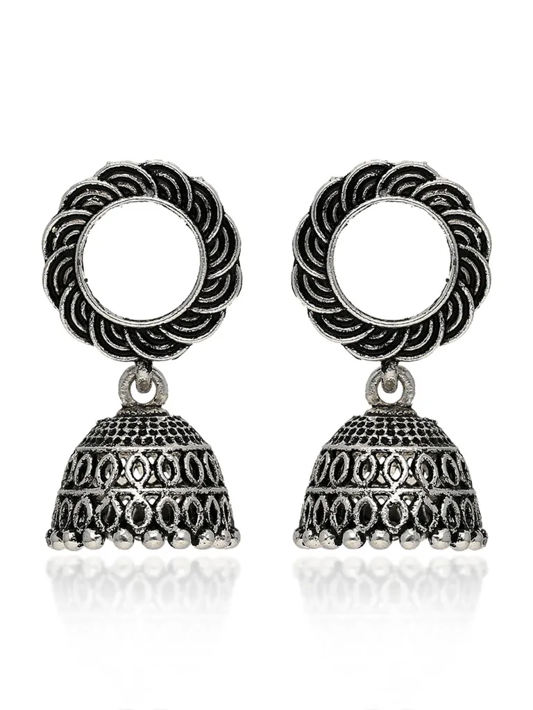 Jhumka Earrings in Oxidised Silver finish - CNB41974