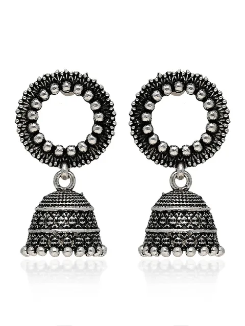 Jhumka Earrings in Oxidised Silver finish - CNB41975
