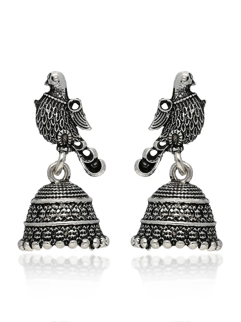 Jhumka Earrings in Oxidised Silver finish - CNB41978