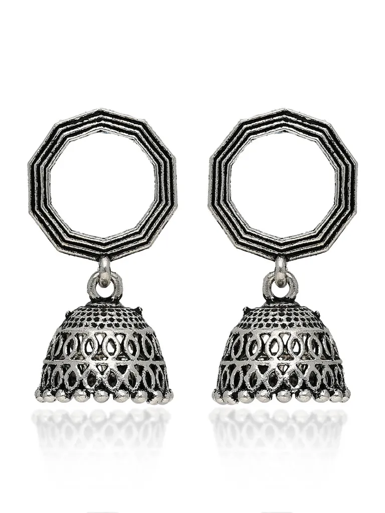 Jhumka Earrings in Oxidised Silver finish - CNB41982