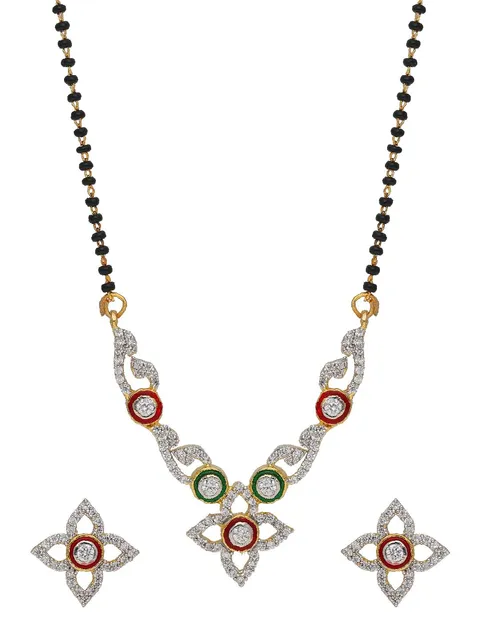 AD / CZ Single Line Mangalsutra in Two Tone finish - SKH434