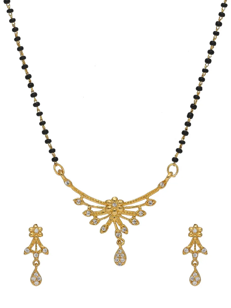 AD / CZ Single Line Mangalsutra in Gold finish - SKH440