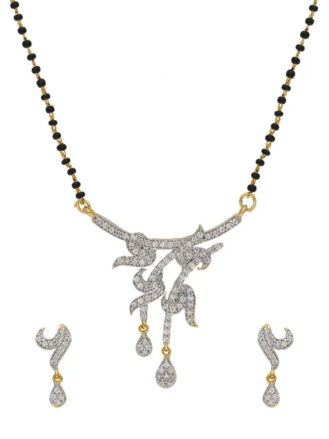 AD / CZ Single Line Mangalsutra in Two Tone finish - SKH446