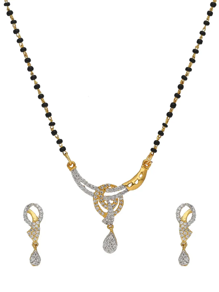 AD / CZ Single Line Mangalsutra in Two Tone finish - SKH447