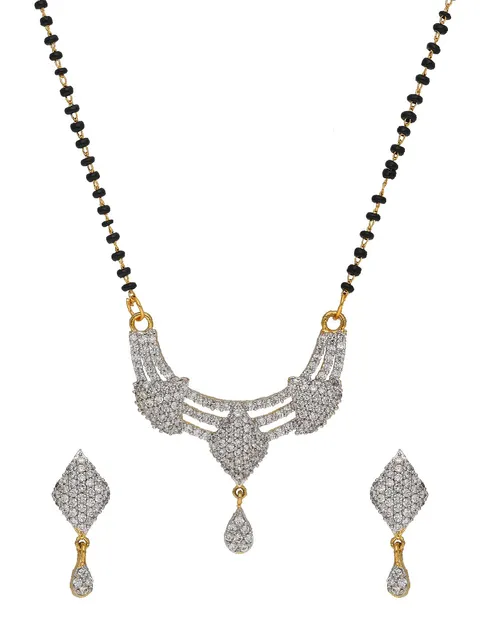 AD / CZ Single Line Mangalsutra in Two Tone finish - SKH450
