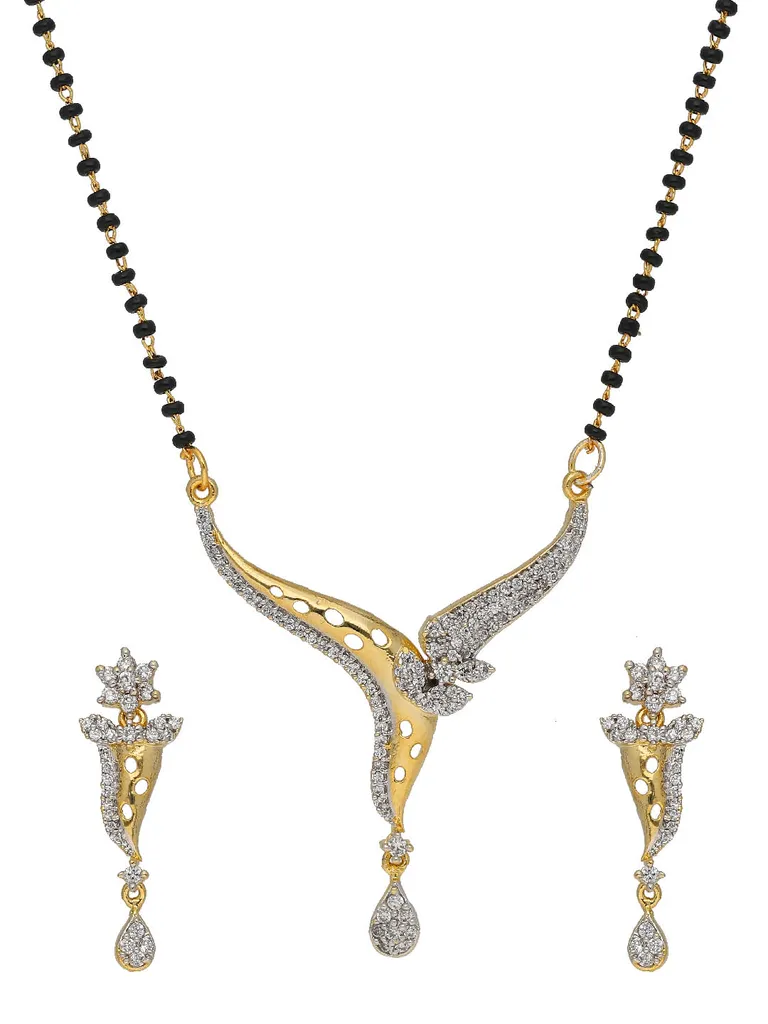 AD / CZ Single Line Mangalsutra in Two Tone finish - SKH449