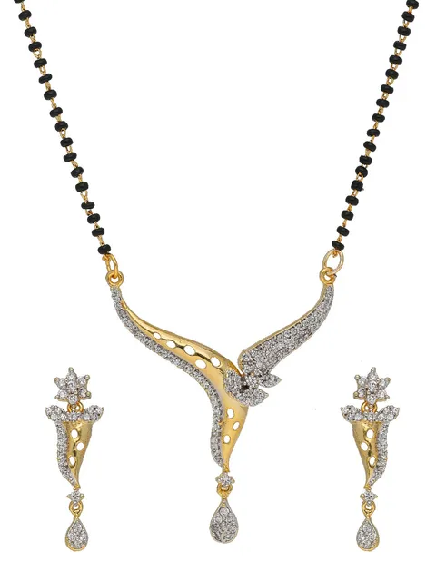 AD / CZ Single Line Mangalsutra in Two Tone finish - SKH449