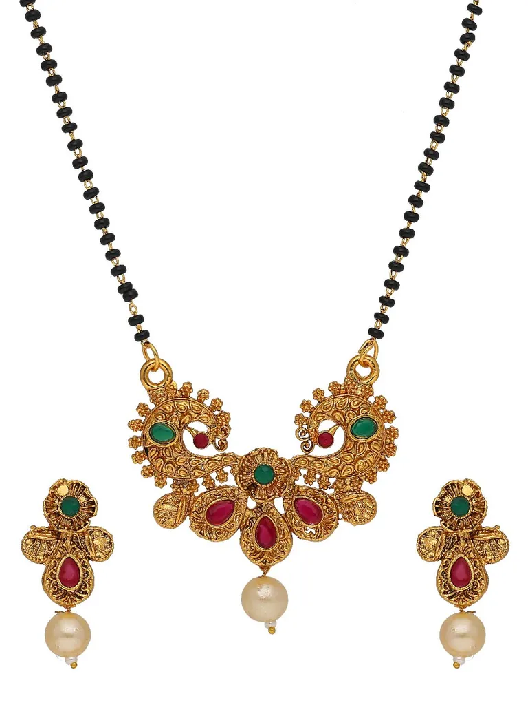 Antique Single Line Mangalsutra in Gold finish - SKH466