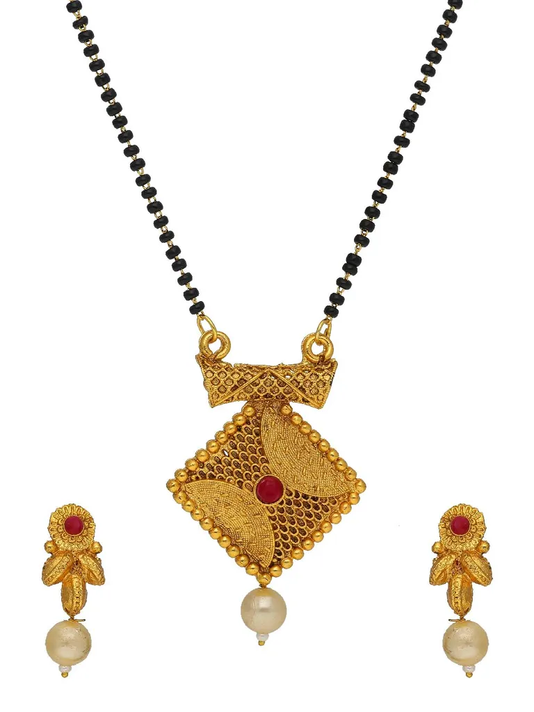 Antique Single Line Mangalsutra in Gold finish - SKH465