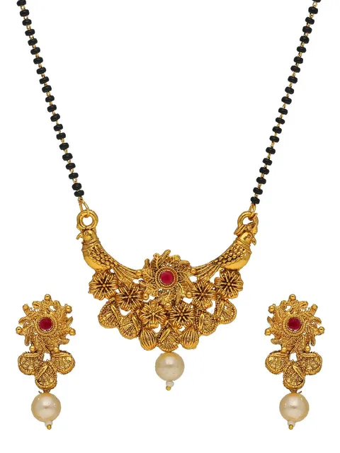 Antique Single Line Mangalsutra in Gold finish - SKH468