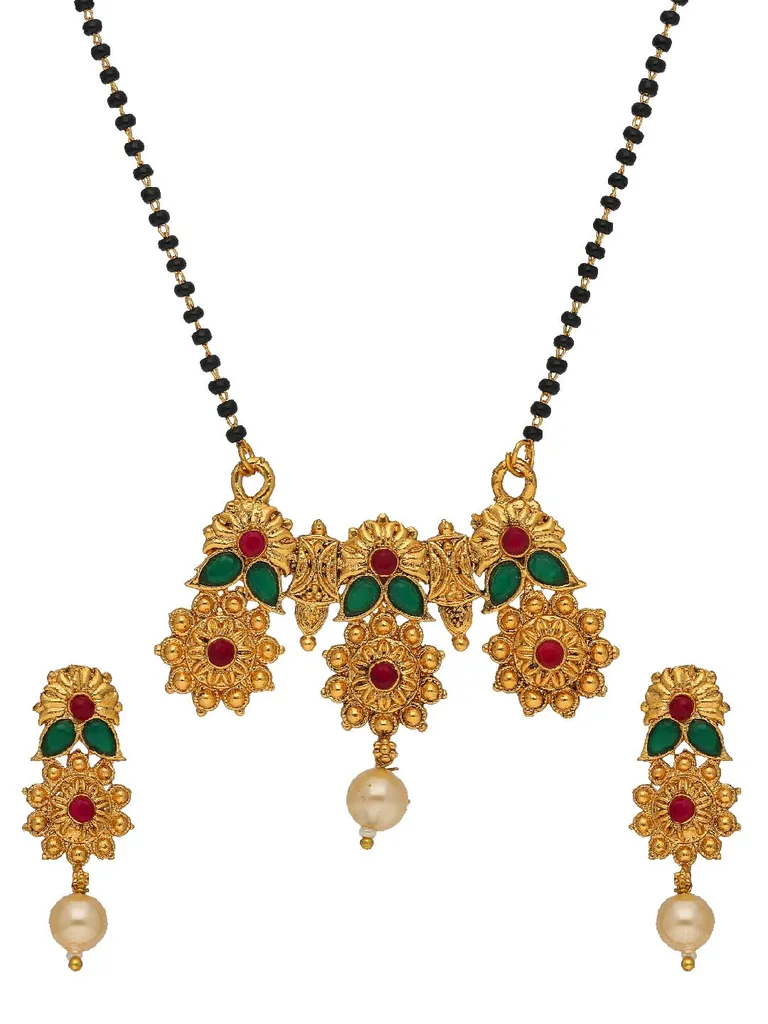 Antique Single Line Mangalsutra in Gold finish - SKH469