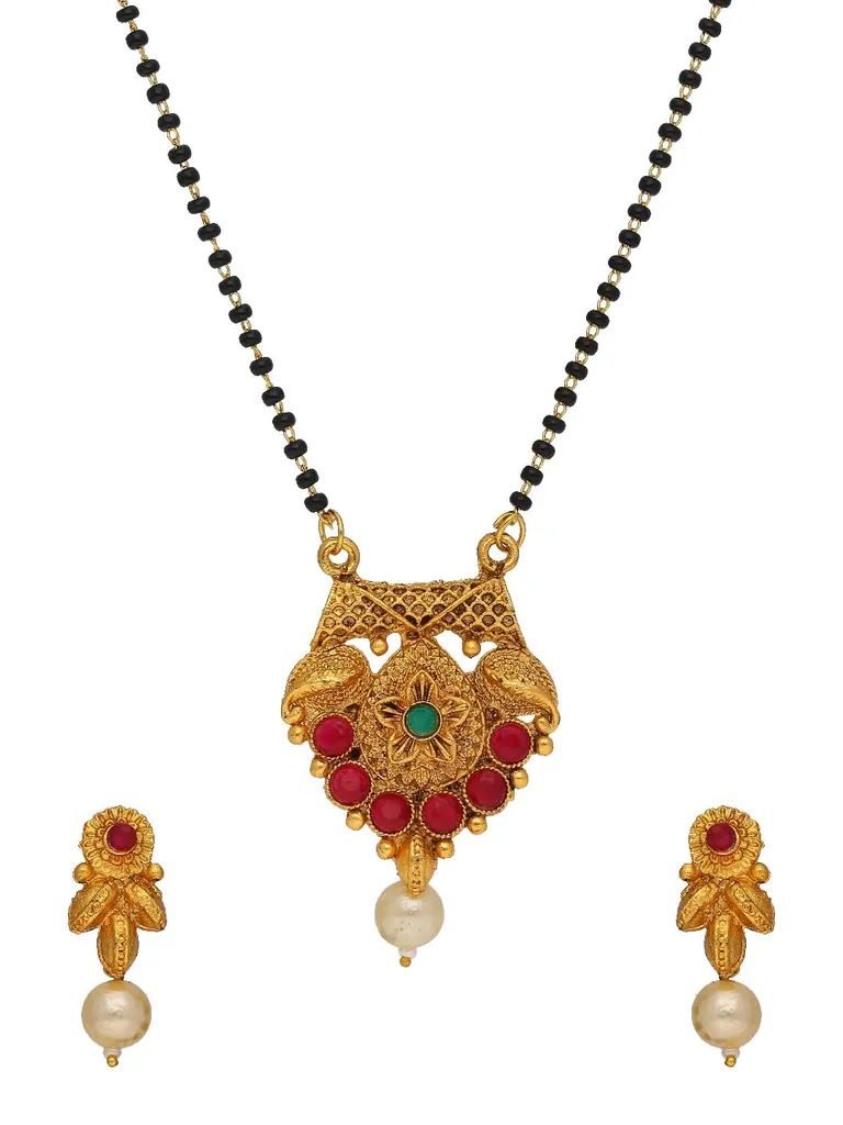 Antique Single Line Mangalsutra in Gold finish - SKH470