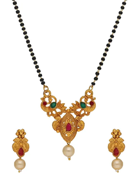 Antique Single Line Mangalsutra in Gold finish - SKH471
