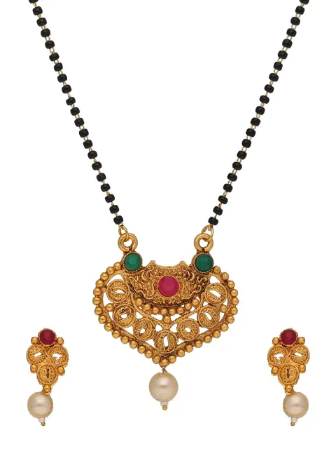 Antique Single Line Mangalsutra in Gold finish - SKH474