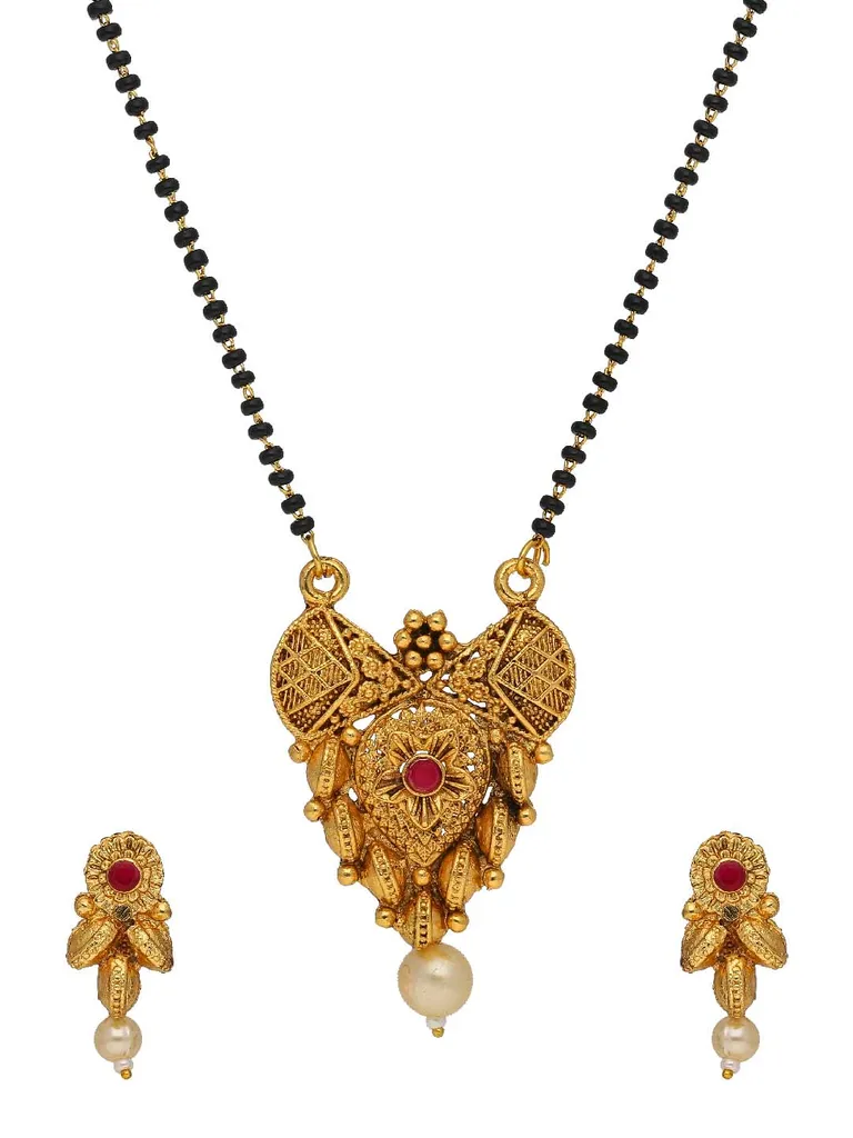 Antique Single Line Mangalsutra in Gold finish - SKH475