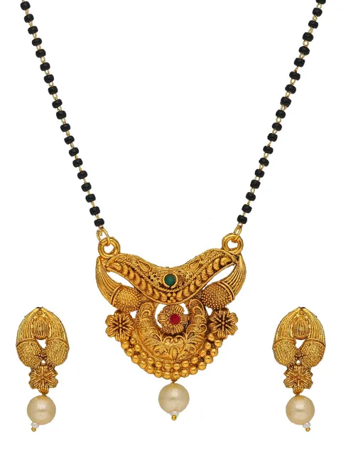 Antique Single Line Mangalsutra in Gold finish - SKH476