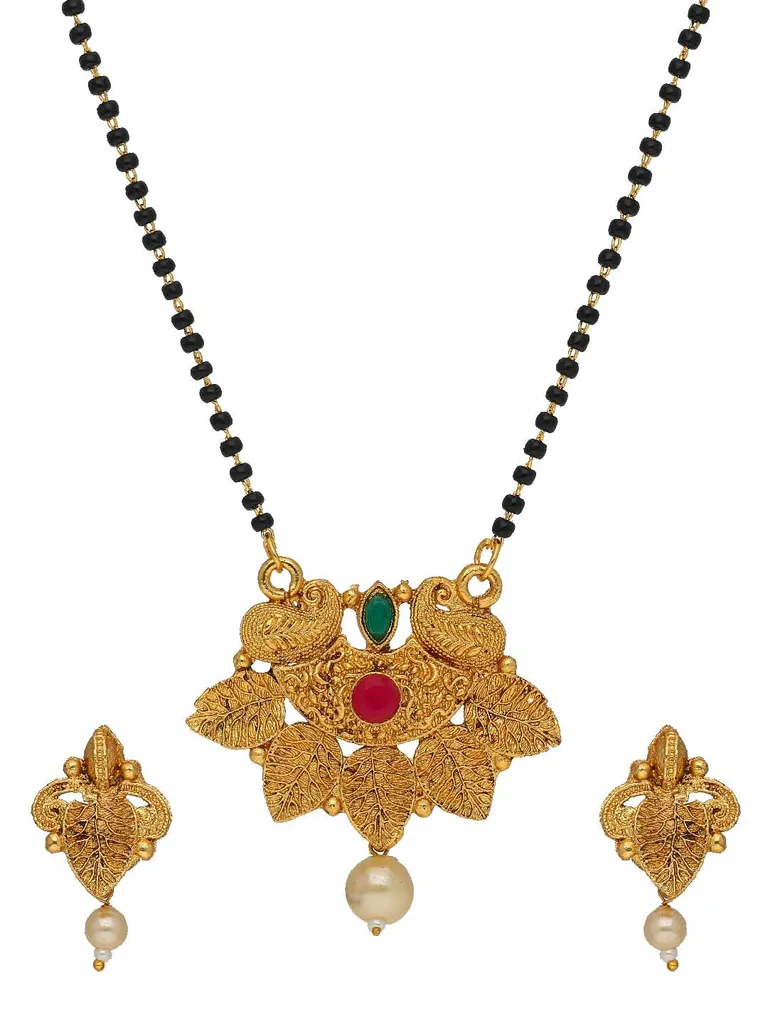 Antique Single Line Mangalsutra in Gold finish - SKH477
