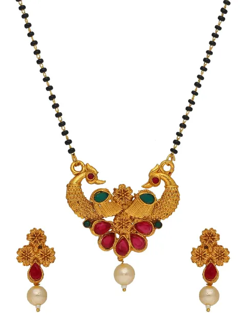 Antique Single Line Mangalsutra in Gold finish - SKH479