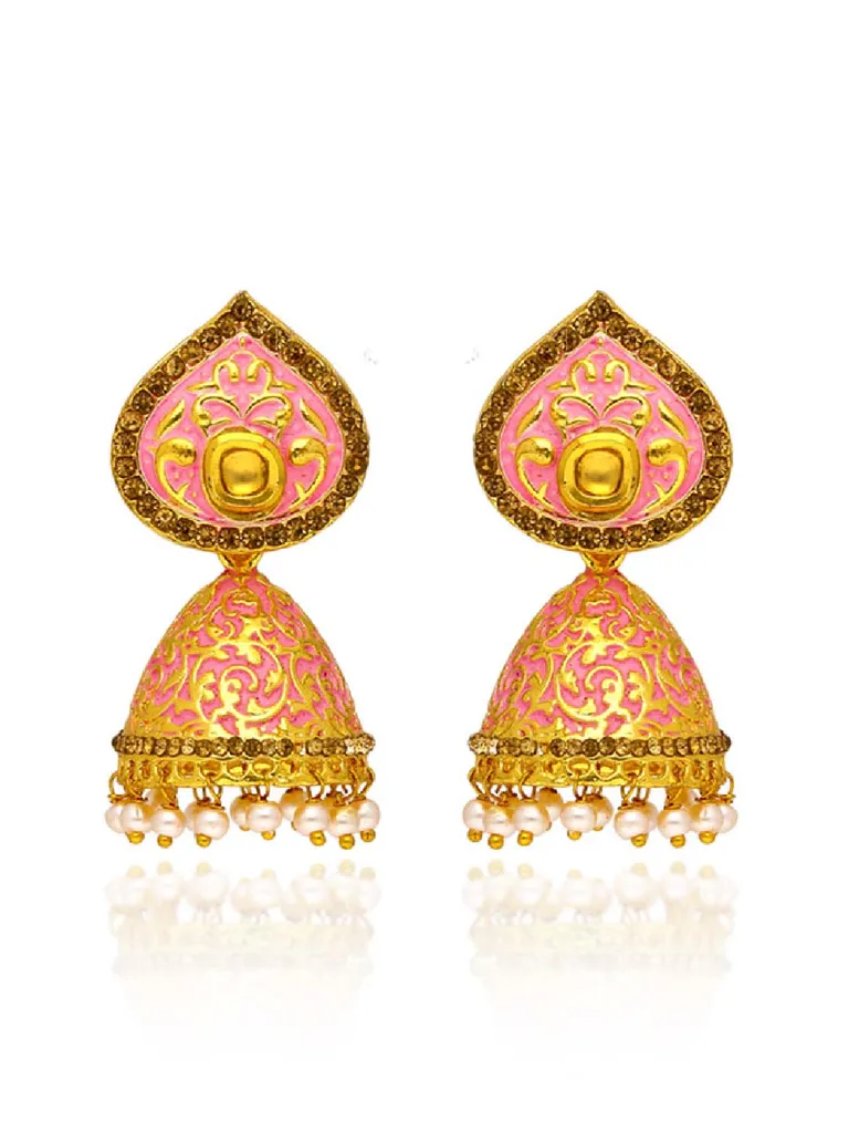 Meenakari Jhumka Earrings in Gold finish - ABN139