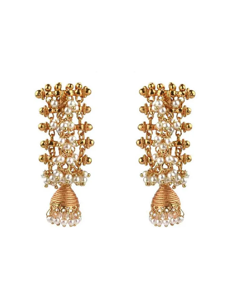 Antique Jhumka Earrings in Gold finish - CNB15462