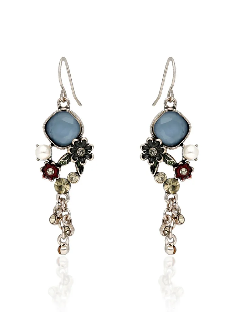 Oxidised Dangler Earrings in Blue color - CNB36477