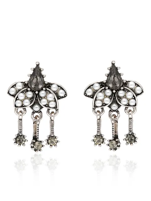 Oxidised Dangler Earrings in Grey color - CNB36496