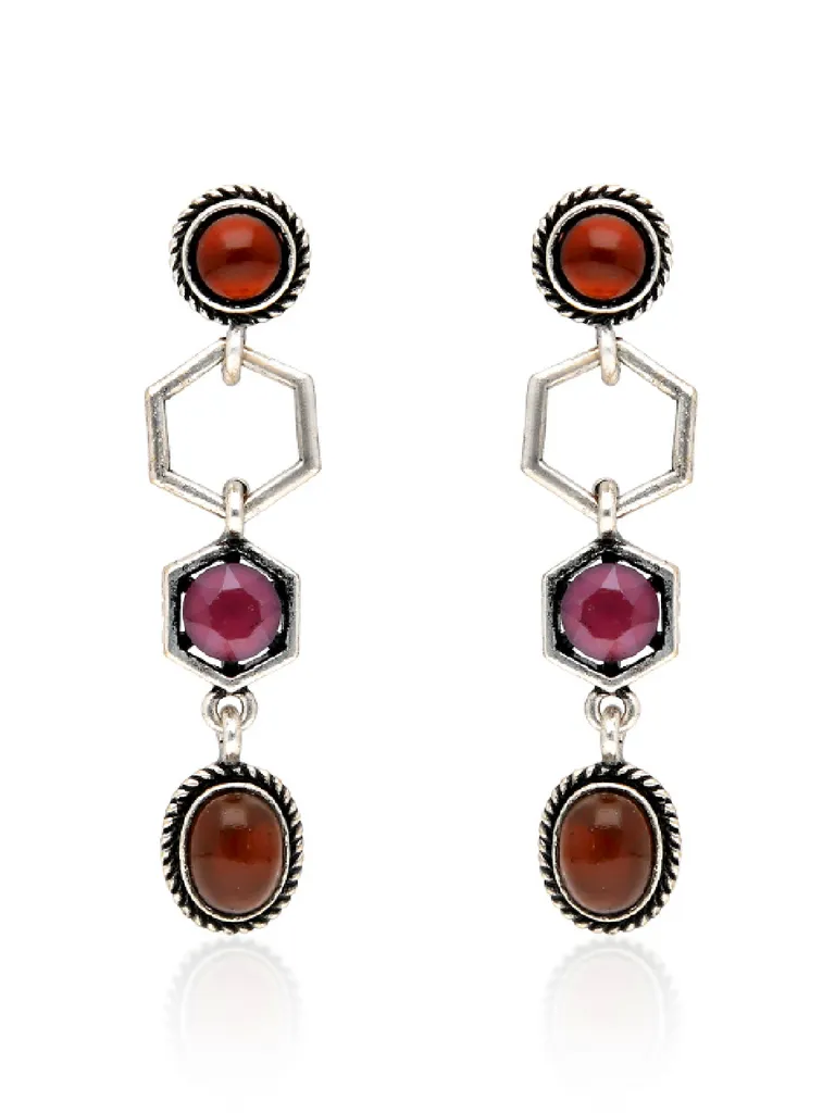 Oxidised Dangler Earrings in Brown color - CNB36498