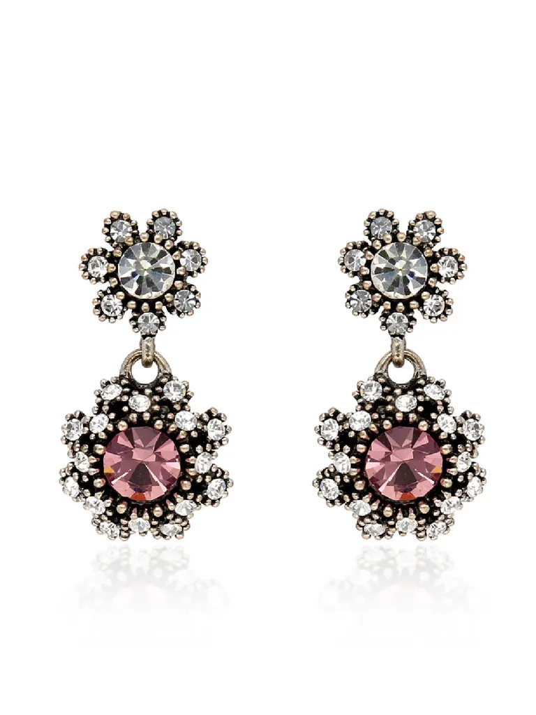 Oxidised Dangler Earrings in Pink color - CNB36507