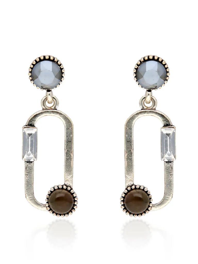 Oxidised Dangler Earrings in Blue color - CNB36512