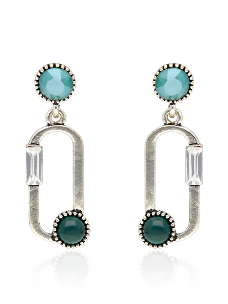 Oxidised Dangler Earrings in Green color - CNB36513