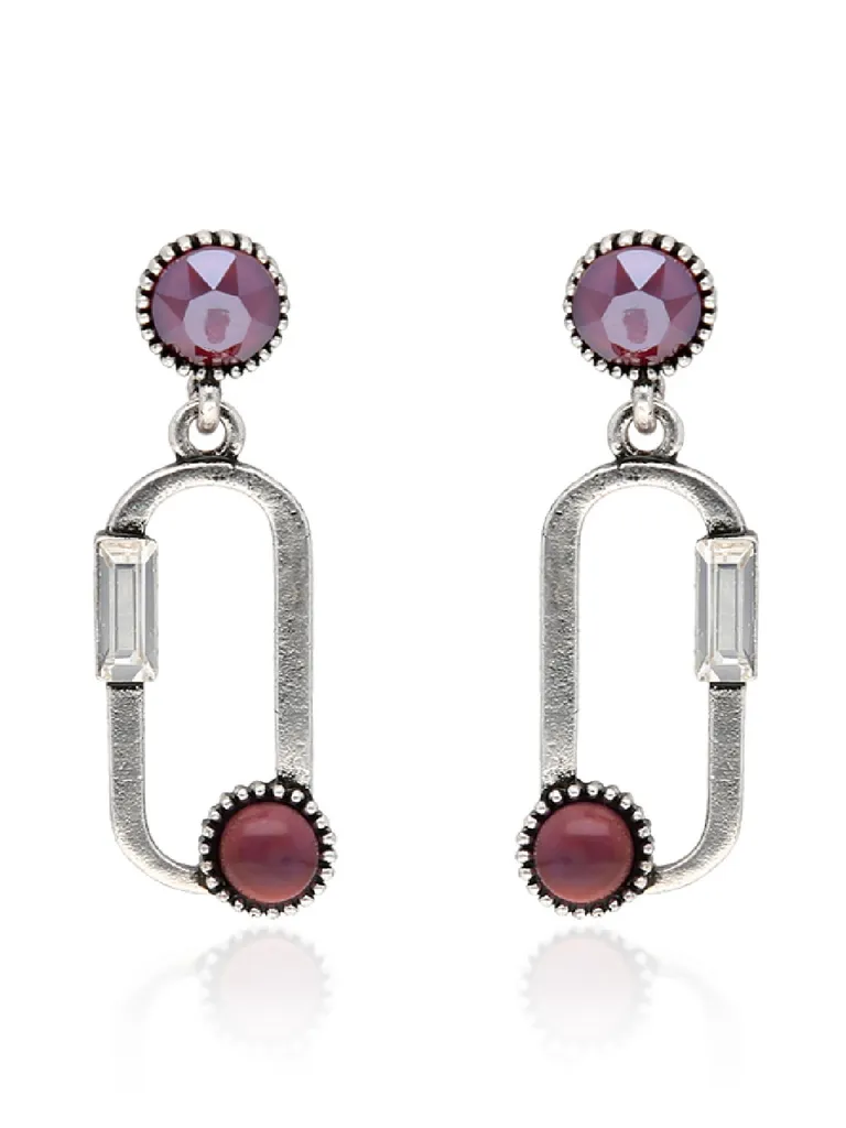 Oxidised Dangler Earrings in Purple color - CNB36514