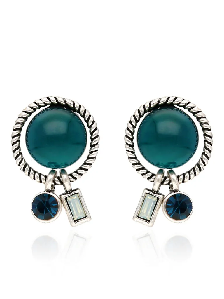 Oxidised Dangler Earrings in Blue color - CNB36535