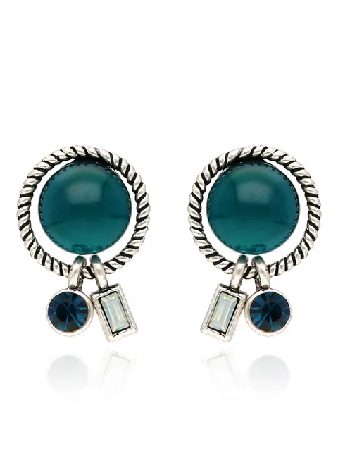 Oxidised Dangler Earrings in Blue color - CNB36535