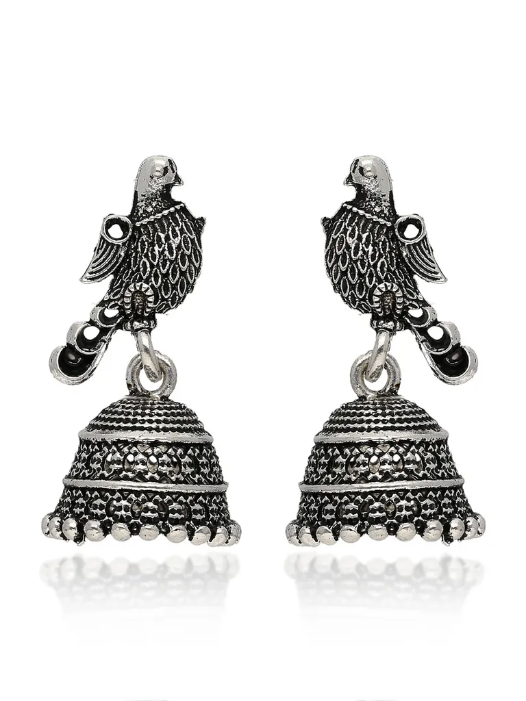 Jhumka Earrings in Oxidised Silver finish - CNB41978