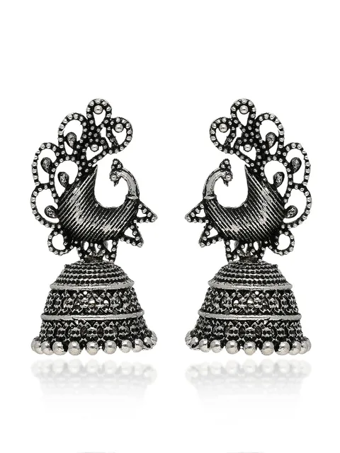 Jhumka Earrings in Oxidised Silver finish - CNB41979