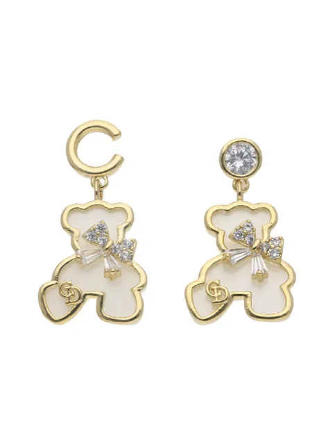 AD / CZ Dangler Earrings in Gold finish with MOP - CNB24854